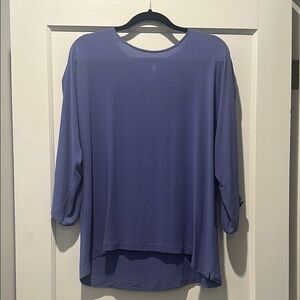 Eileen Fisher Periwinkle blue silk 3/4 Sleeve  Blouse